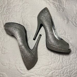 Silver high heels size 5.5